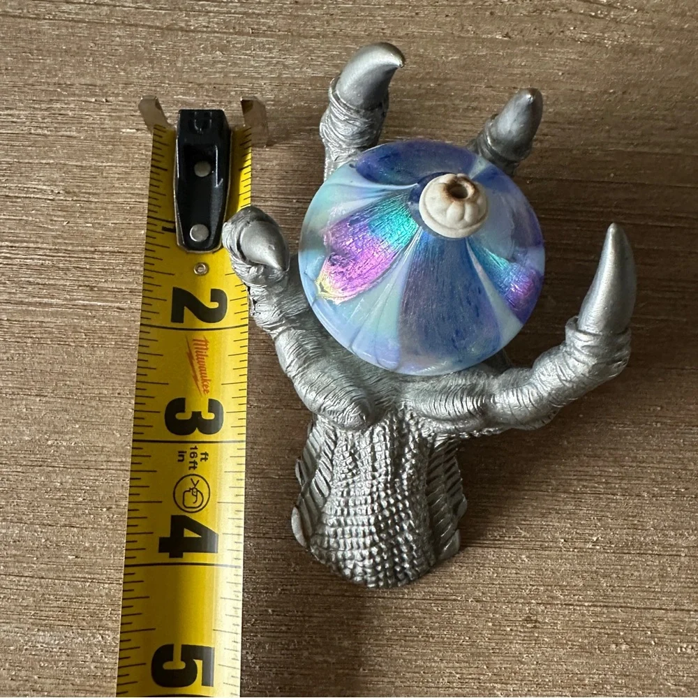 Rare Perth Pewter 1989 Dragon Claw with Glass Oil Lamp